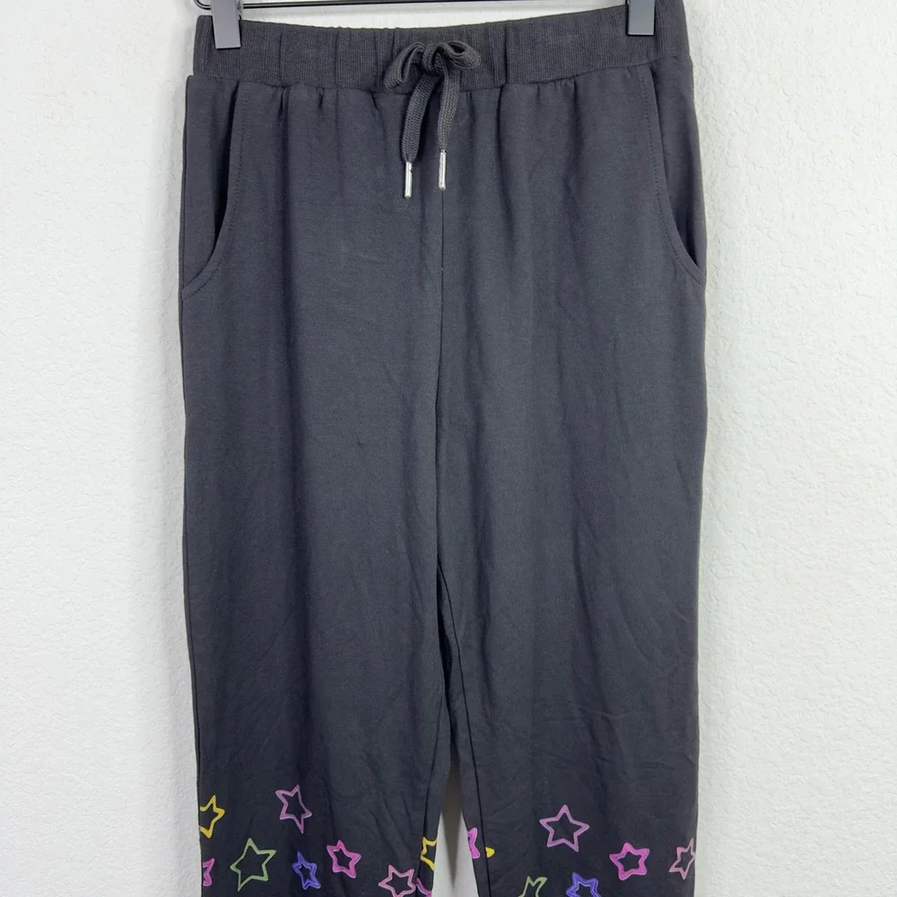 Hannah Banana Pants Girl 12 Black Colorful Stars Casual Whimsical Playful Jogger